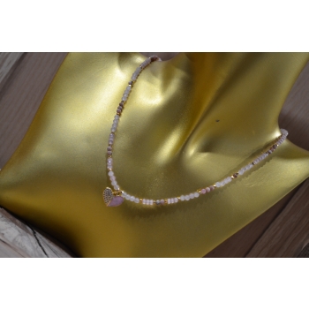 Naszyjnik z kwarcu różowego rodonitu i różowego kociego oka